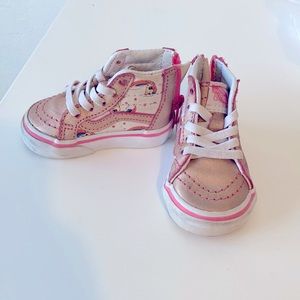 Vans shiny pink + unicorn + rainbow shoes